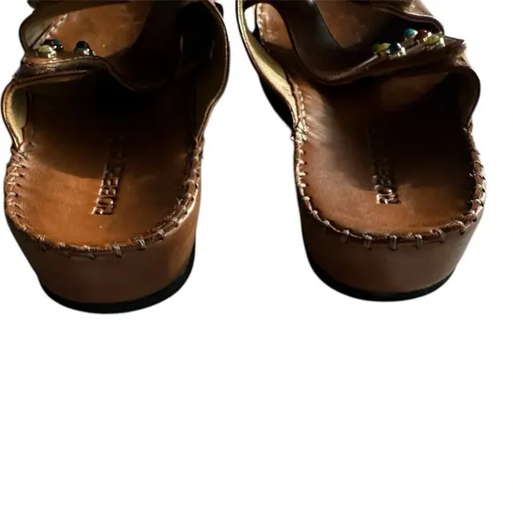 Robert Zur Sandals Woven Brown Leather Slide Sandals Size 9