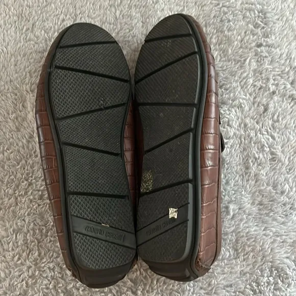 ROBERTO CAVALLI Croc-Embossed Leather Driving Loafers