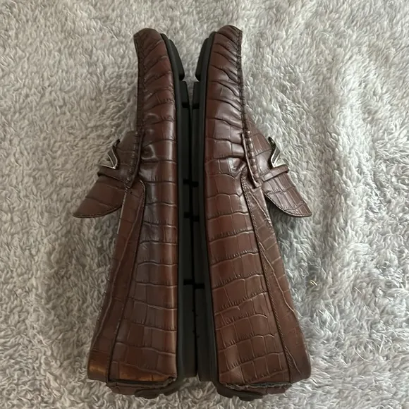 ROBERTO CAVALLI Croc-Embossed Leather Driving Loafers