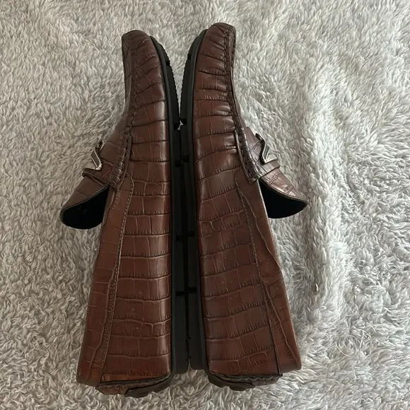 ROBERTO CAVALLI Croc-Embossed Leather Driving Loafers
