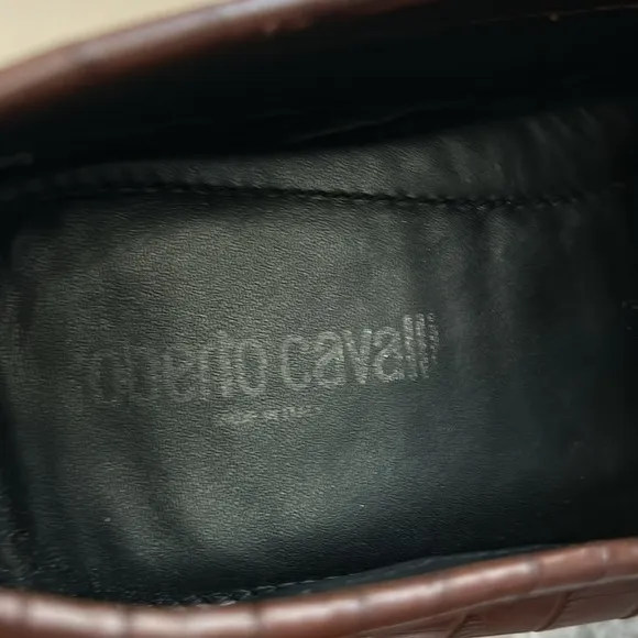 ROBERTO CAVALLI Croc-Embossed Leather Driving Loafers