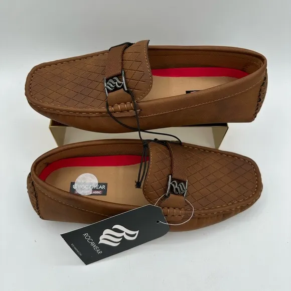 ROCAWEAR Boys Brown Slip-On Driving Shoe Loafers NWT | Size 4.5