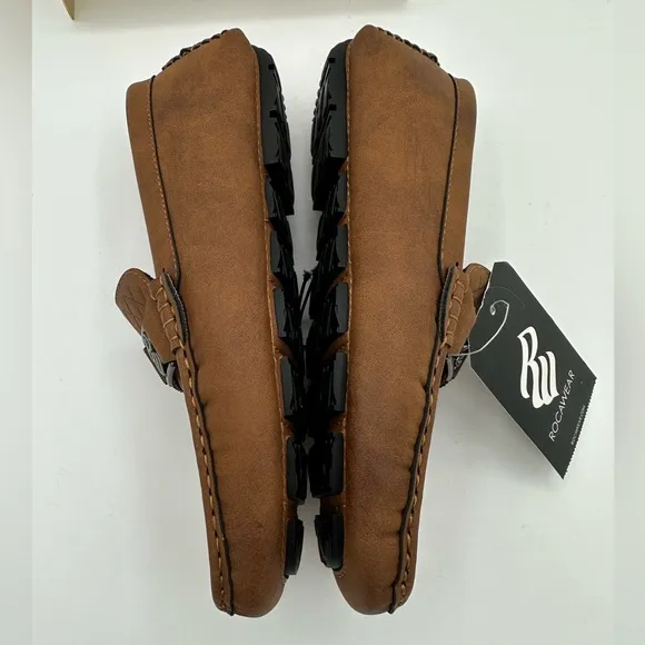 ROCAWEAR Boys Brown Slip-On Driving Shoe Loafers NWT | Size 4.5