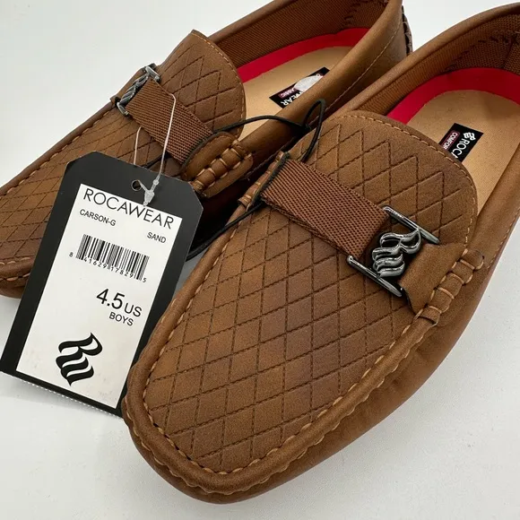 ROCAWEAR Boys Brown Slip-On Driving Shoe Loafers NWT | Size 4.5