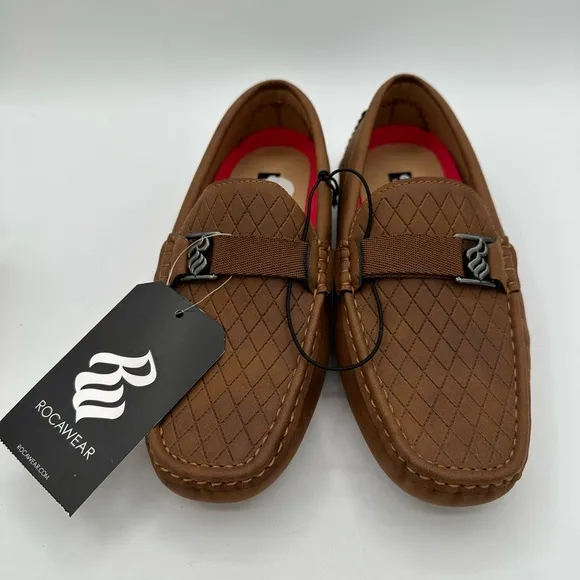ROCAWEAR Boys Brown Slip-On Driving Shoe Loafers NWT | Size 4.5
