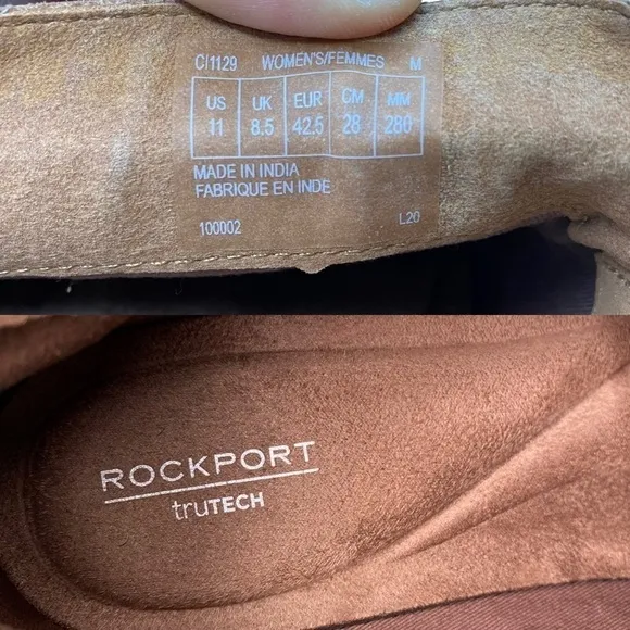 Rockport Perpetua Penny Loafer round toe slip on snake embossed leather tan 11