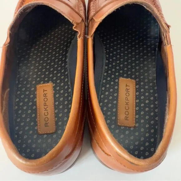 Rockport Men's Preston Leather Tan Brown Penny Loafer Shoes CI5644 Size 13