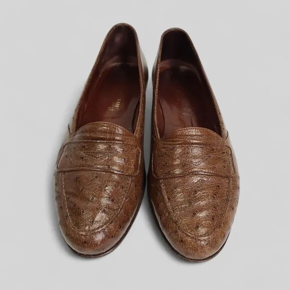 Romano Martegani full quill ostrich penny loafers 8 D