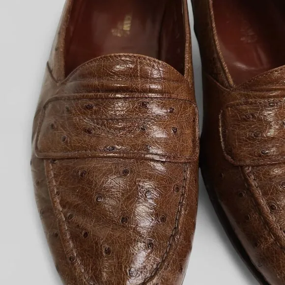 Romano Martegani full quill ostrich penny loafers 8 D
