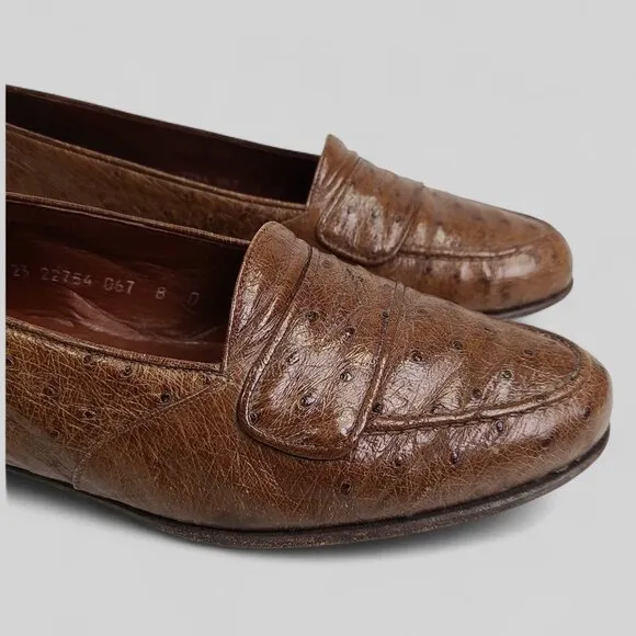 Romano Martegani full quill ostrich penny loafers 8 D