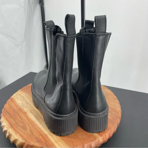 Roolee Biena leather ankle chunky Chelsea boots black lug sole 36 US 5 mid calf