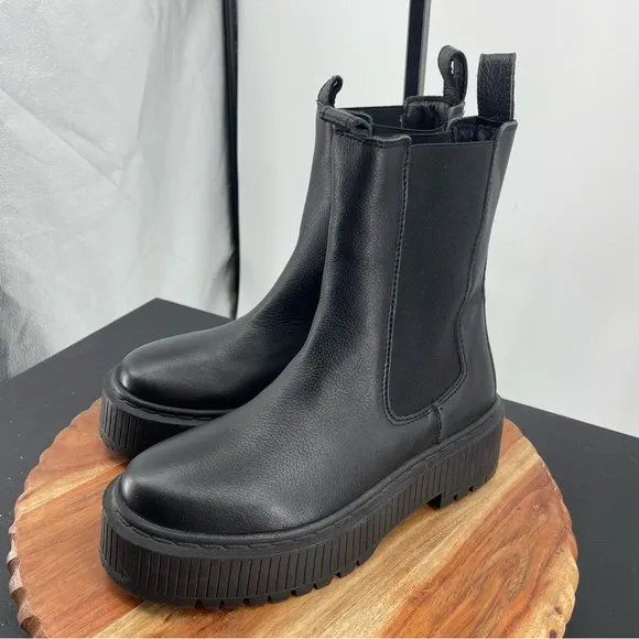 Roolee Biena leather ankle chunky Chelsea boots black lug sole 36 US 5 mid calf