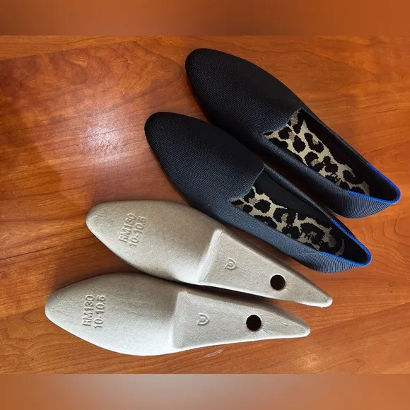 Rothy’s Driving Loafers | W10 | Black Knit with Leopard Insole