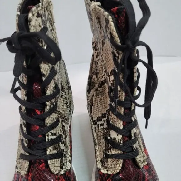 Rouge Helium Regal Snakeskin Chunky Heel Boots Size 9