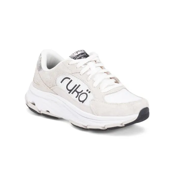 RYKA White/taupe Wide Leather Devotion Max Walking Sneakers