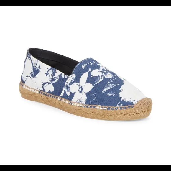 Saint Laurent Hibiscus-Print Espadrilles Size 41EU NWT Blue