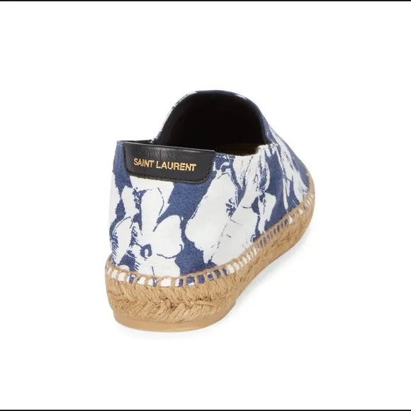 Saint Laurent Hibiscus-Print Espadrilles Size 41EU NWT Blue