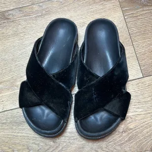 Saint Laurent Jimmy Black Velvet Sandals Size 36/6