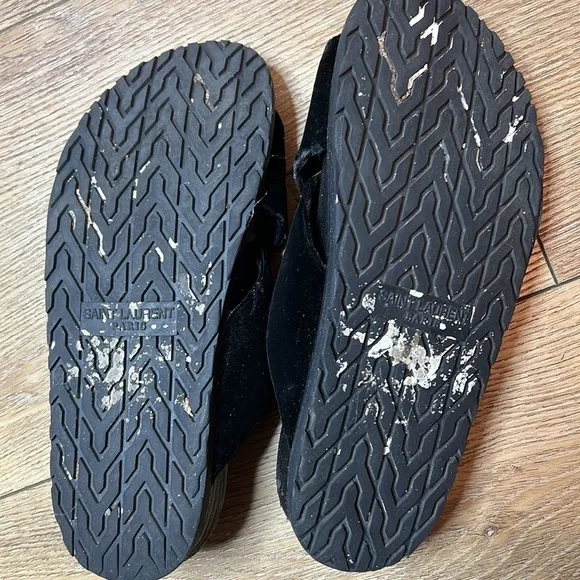 Saint Laurent Jimmy Black Velvet Sandals Size 36/6