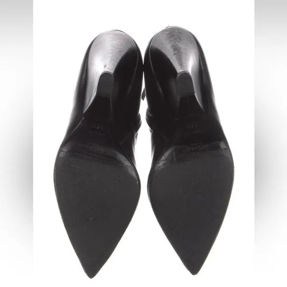 Saint Laurent Leather Embellished Mid-Calf Boots