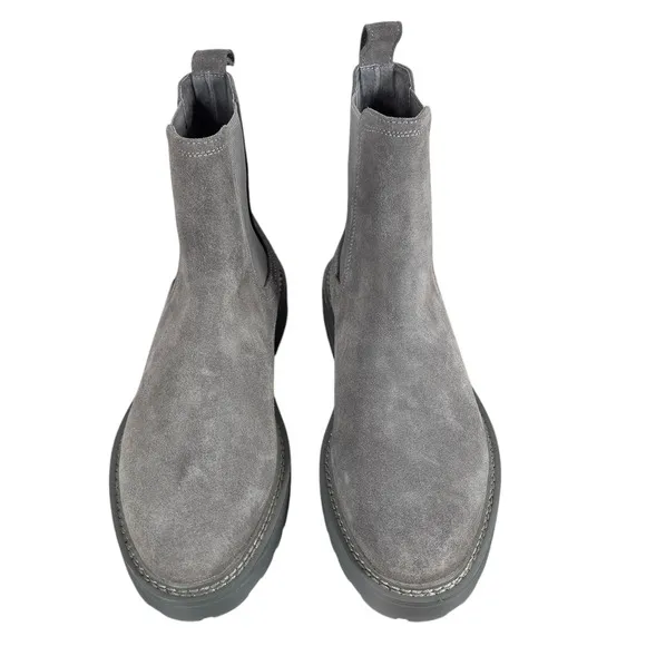 Saint Morta Chunky Chelsea Boots Mens 7 Dark Gray Suede Leather Embossed Pull On
