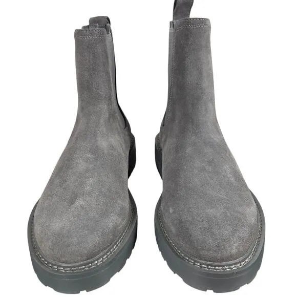 Saint Morta Chunky Chelsea Boots Mens 7 Dark Gray Suede Leather Embossed Pull On