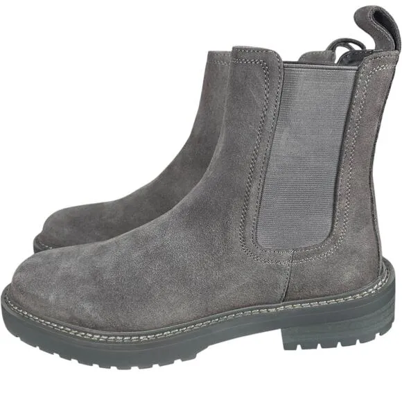 Saint Morta Chunky Chelsea Boots Mens 7 Dark Gray Suede Leather Embossed Pull On