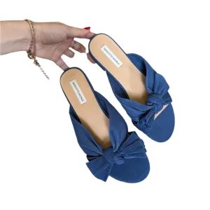 SAKS FIFTH AVENUE Blue Knotted Slide Sandals