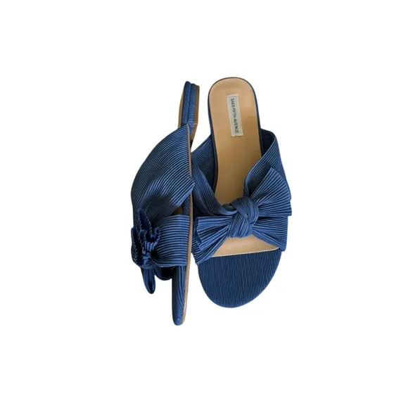 SAKS FIFTH AVENUE Blue Knotted Slide Sandals