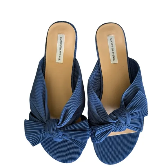 SAKS FIFTH AVENUE Blue Knotted Slide Sandals