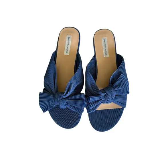 SAKS FIFTH AVENUE Blue Knotted Slide Sandals