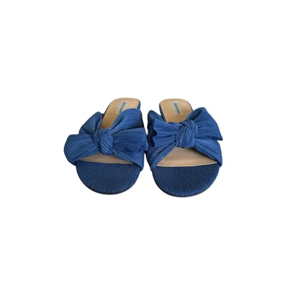 SAKS FIFTH AVENUE Blue Knotted Slide Sandals