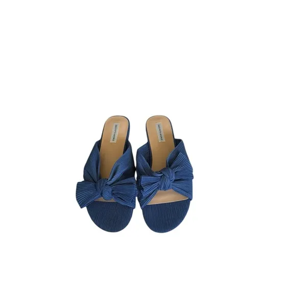 SAKS FIFTH AVENUE Blue Knotted Slide Sandals