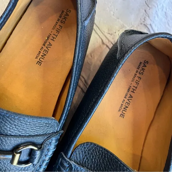 Saks Fifth Avenue Mens Driving Loafers Moccasins Leather Shoes 9 Quiet Luxury