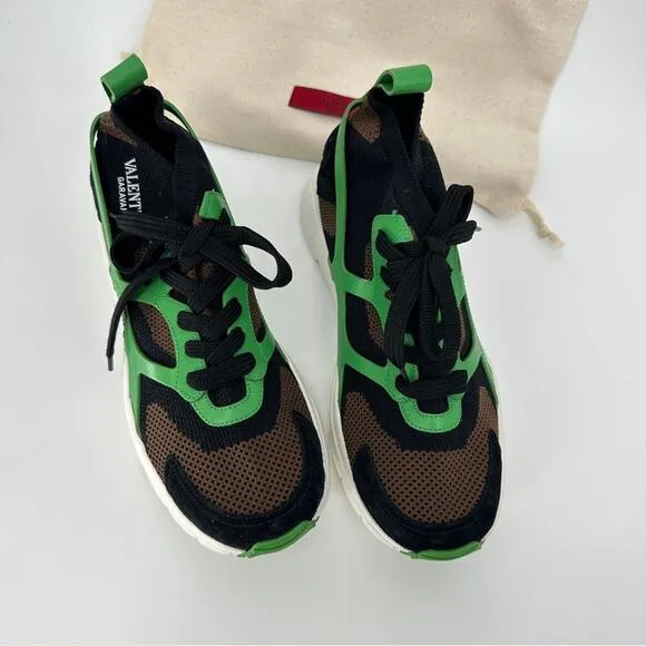 SALE!!!!!!Valentino Green Design Leather Overlay Mesh Sneaker Size 40.5 or 10