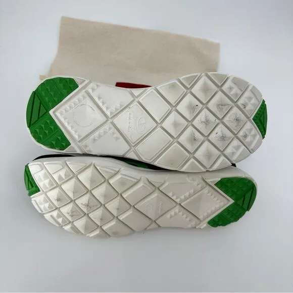 SALE!!!!!!Valentino Green Design Leather Overlay Mesh Sneaker Size 40.5 or 10