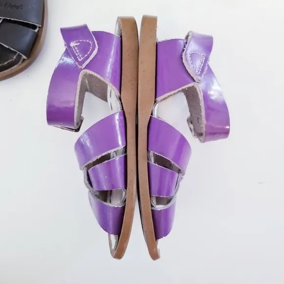 SALT WATER Sandals 2 Pair Purple Dark Brown Leather Sandals Size 6 Toddler