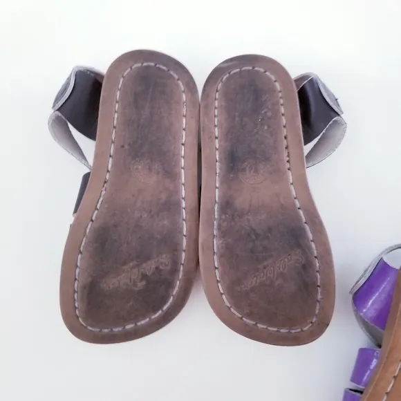 SALT WATER Sandals 2 Pair Purple Dark Brown Leather Sandals Size 6 Toddler