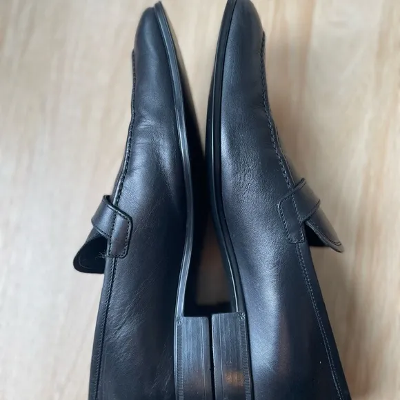 Salvatore Ferragamo Black Leather Loafers with Penny Strap