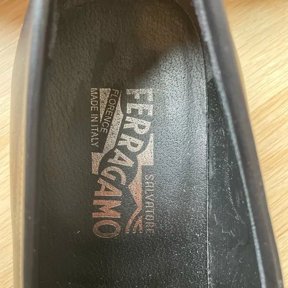 Salvatore Ferragamo Black Leather Loafers with Penny Strap