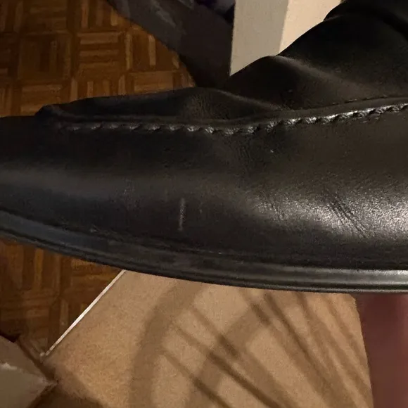 Salvatore Ferragamo black leather rain lux penny loafers