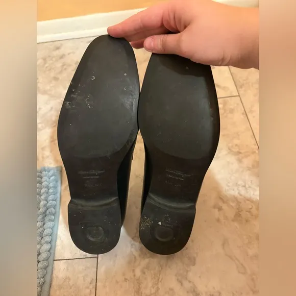 Salvatore Ferragamo black leather rain lux penny loafers