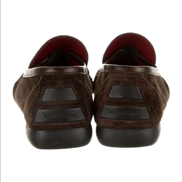 Salvatore Ferragamo brown suede driving loafers