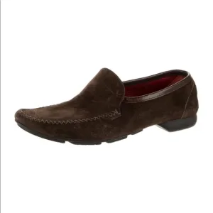 Salvatore Ferragamo brown suede driving loafers
