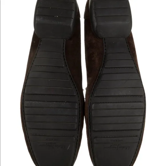 Salvatore Ferragamo brown suede driving loafers