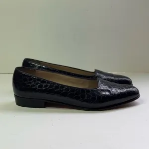 SALVATORE FERRAGAMO CROCODILE PENNY LOAFERS Size 8