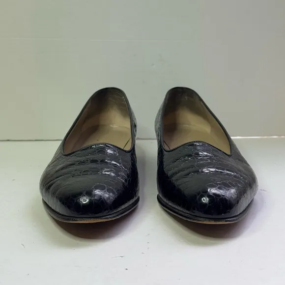 SALVATORE FERRAGAMO CROCODILE PENNY LOAFERS Size 8