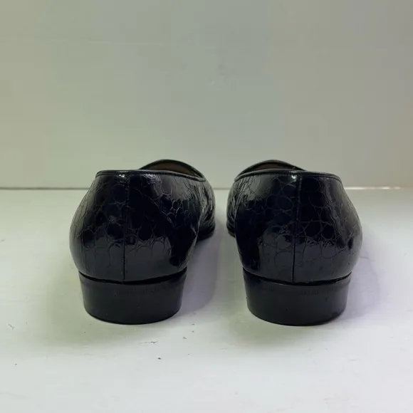 SALVATORE FERRAGAMO CROCODILE PENNY LOAFERS Size 8