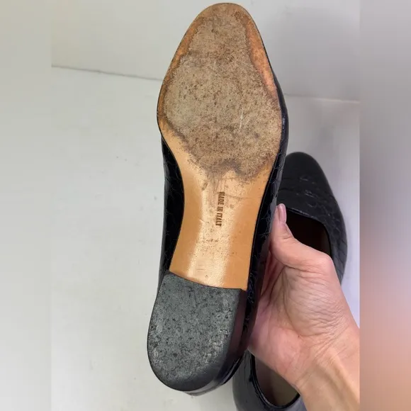 SALVATORE FERRAGAMO CROCODILE PENNY LOAFERS Size 8