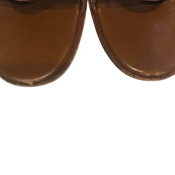 Salvatore Ferragamo Fibula Brown Leather Open Toe Shoe sandals slides size 8B
